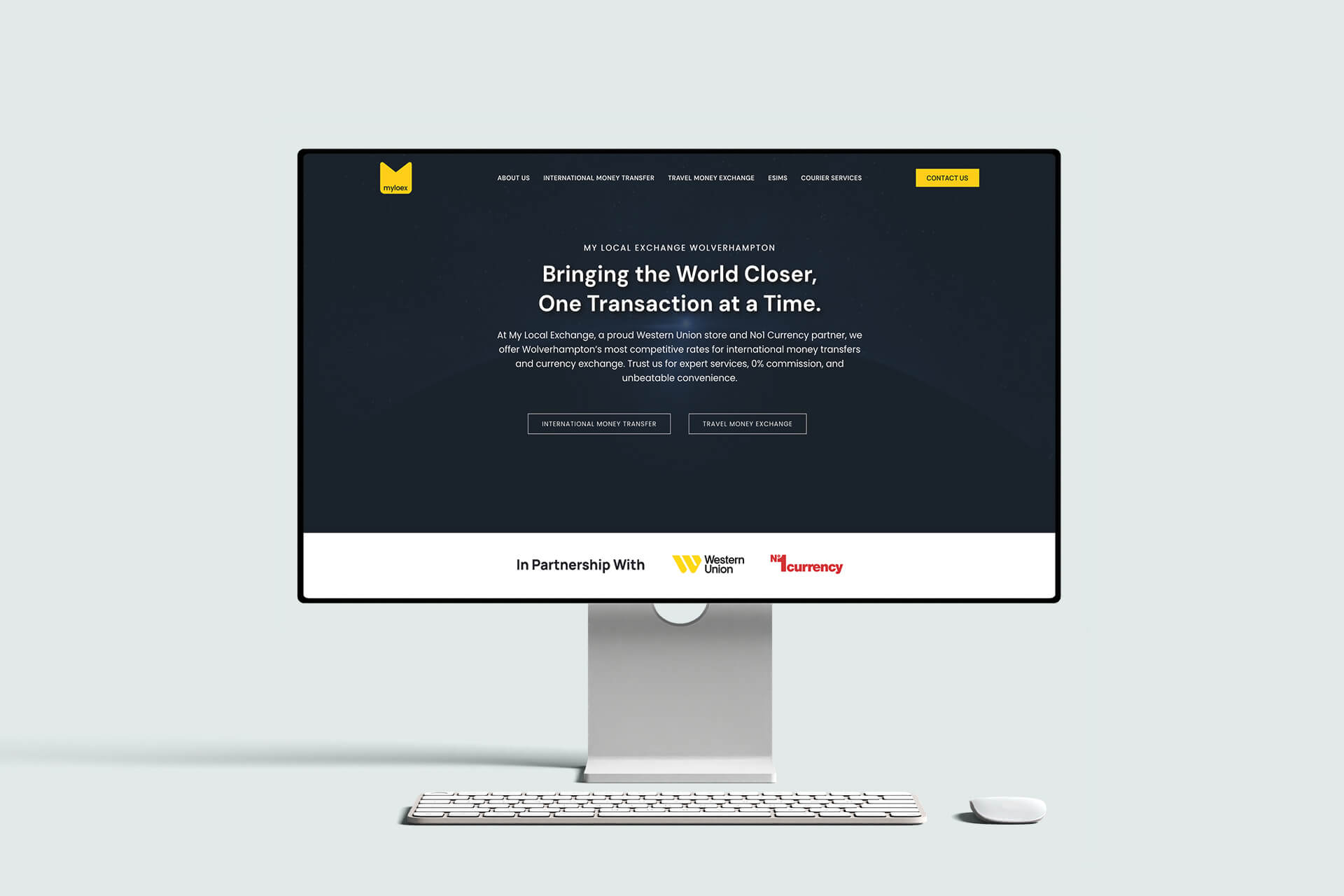 My Local Exchange homepage on a desktop screen, Bringing the World Closer, website designed by Seven Branded