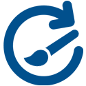 Visual identity refresh icon, refresh arrow and paintbrush